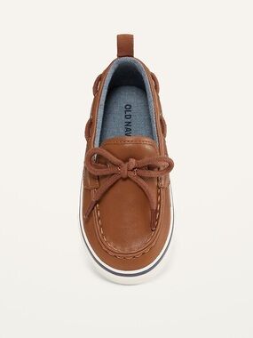 Old Navy Faux-Leather Boat Shoes for Toddler Boys Kids in Dark Cognac Size 8